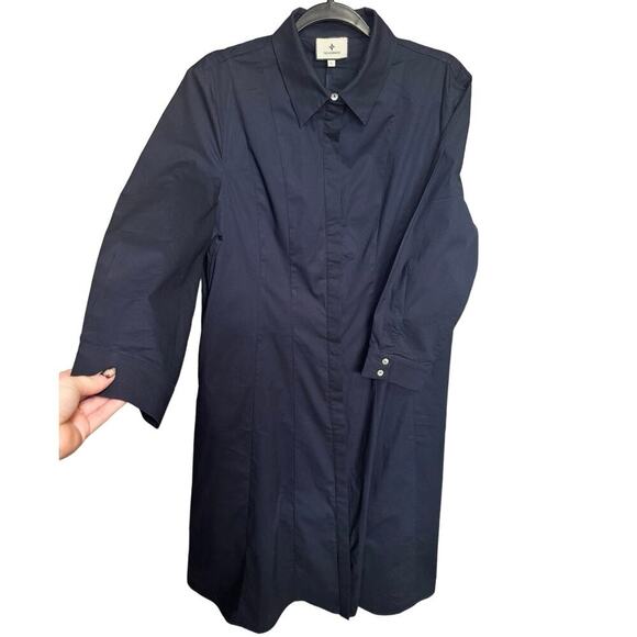Tuckernuck New Briana Dress Midi Button Down Long Sleeves Dark Navy Size Large - Picture 5 of 15